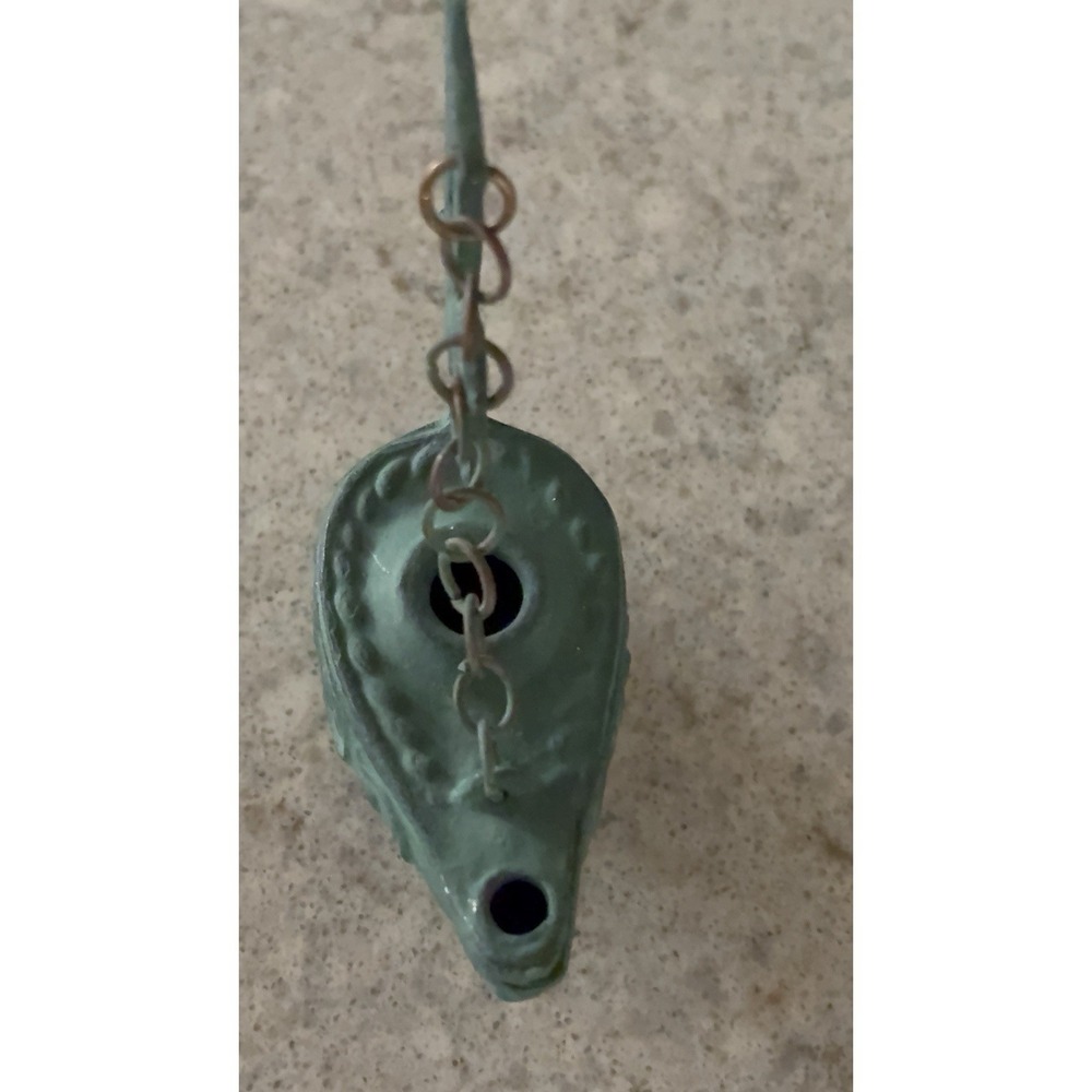 Antique Bronzed Oil Lamp Roman Christian Late 18th Century - Picture 3 of 5